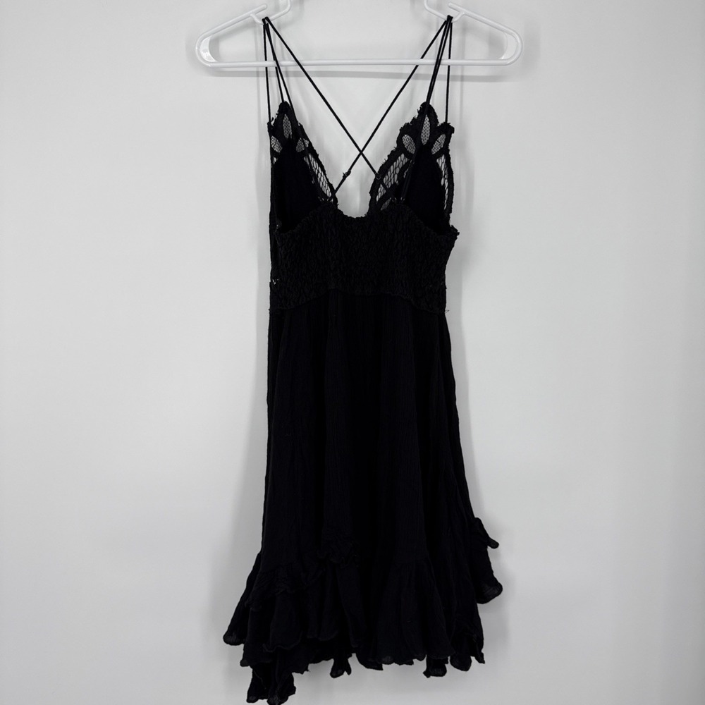 Free People FP One Adella Slip Dress Boho Lace Black Coquette Whimsigoth Small - Picture 2 of 7